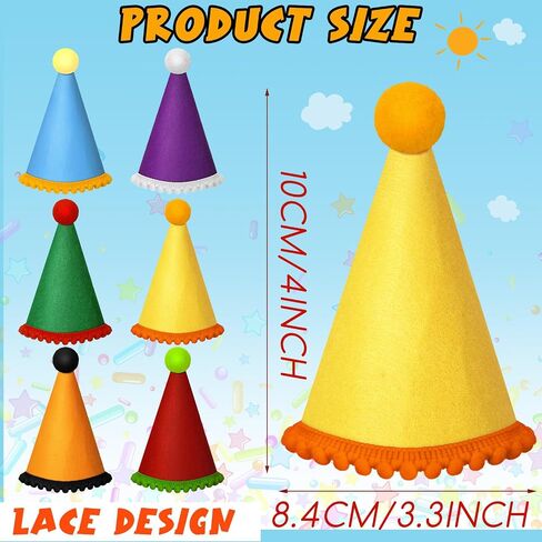 24 PCS Mini Party Hat لعيد ميلاد الحيوانات المحشوة DIY CONE CONE HAT مع POM للحرف in Saudi Arabia