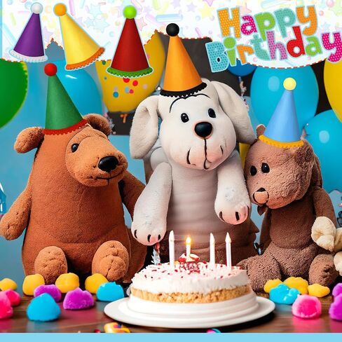 24 PCS Mini Party Hat لعيد ميلاد الحيوانات المحشوة DIY CONE CONE HAT مع POM للحرف in Saudi Arabia
