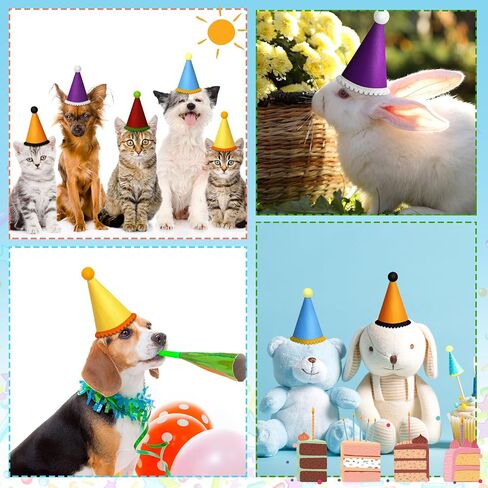 24 PCS Mini Party Hat لعيد ميلاد الحيوانات المحشوة DIY CONE CONE HAT مع POM للحرف in Saudi Arabia