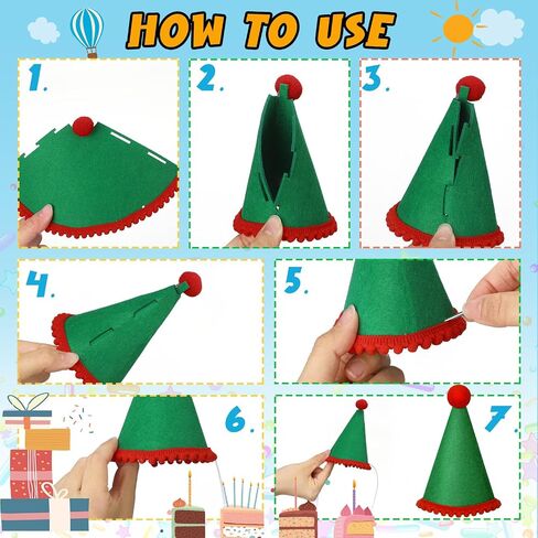 24 PCS Mini Party Hat لعيد ميلاد الحيوانات المحشوة DIY CONE CONE HAT مع POM للحرف in Saudi Arabia