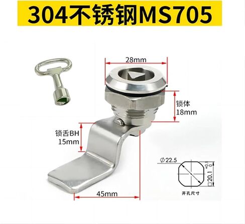 304 Stainless Steel Cam Locks 18mm Triangle Key Tongue Lock Thread Mailbox Cabinets 1PCS(A-set-H10-Stainless) in Kuwait