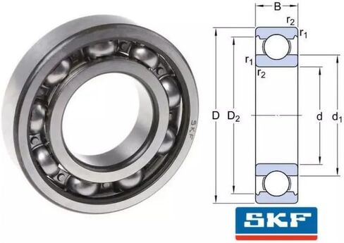SKF 6309 C3 Deep Groove Ball Bearing, Open, No Seals 45x100x25 mm in Saudi Arabia
