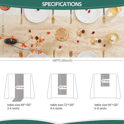 28In x 10 Ft Gold Table Runners, Sheer Chiffon Tulle Cheesecloth with Glitter Metallic Foil, Golden Sequin Gauze Runner for Wedding, Birthday, Baby Shower, Anniversary Party Decor, Lace in Saudi Arabia
