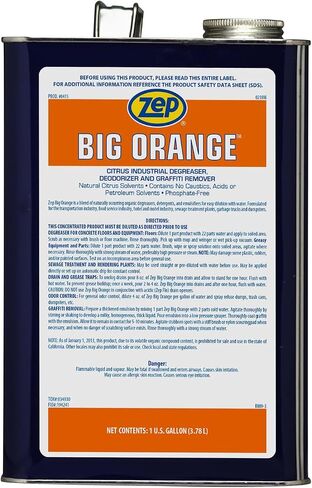 Zep Big Orange-E Heavy-Duty Citrus Degreaser Liquid - 5 Gallon (1 Unit) 48535 - Industrial Strength Formulated with Organic Degreasers, Dissolves Heavy Soil, Grease, Oil, and Protective Coatings in Saudi Arabia