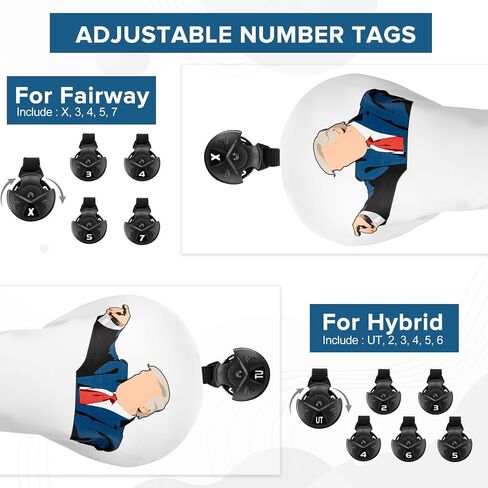 أغلفة رأس نادي Golf Club - يغطي سائق الجولف المضحك أغطية Fairway و Hybrid مع علامات رقم قابلة للتبديل ونموذج الأندية القياسية وأغطية Golf Club للرجال والنساء in Saudi Arabia