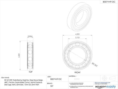 SKF 6212-2RS1 محمل شعاعي ، صف واحد ، تصميم الأخدود العميق ، ABEC 1 الدقة ، مغلقة مزدوجة ، ملامسة ، خلوص طبيعي ، قفص فولاذي ، مقياس ، 60 ملم تتحمل ، 110 مم OD ، عرض 22 مم in Saudi Arabia