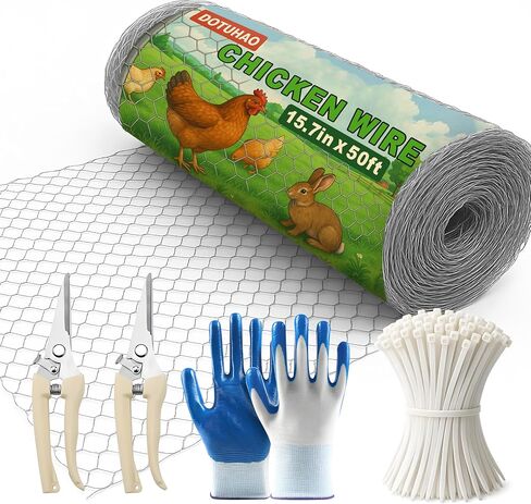 Chicken Wire, 13.7 in x 50 ft Garden Fence, Wire Mesh, Chicken Wires Fencing, Mesh Hexagonal Galvanized Metal Poultry Netting for Chicken Coop Rabbit Dogs Barrier (13.7 in x 50 ft) in Saudi Arabia