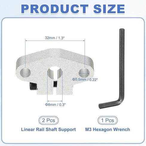 Meccanixity SHF8 Aluminium ROD ROD RAIN SUFT ، 8 مم معرّف خطية الدقة الدعم الدعم لدعم RILE ROD LINEAR LINEAR PACK 2D ، حزمة 2 in Kuwait