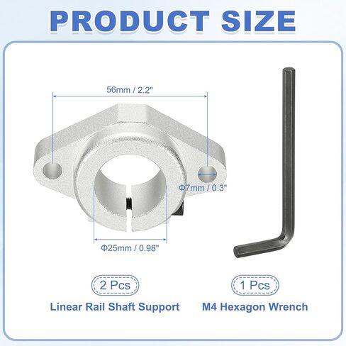 Meccanixity SHF8 Aluminium ROD ROD RAIN SUFT ، 8 مم معرّف خطية الدقة الدعم الدعم لدعم RILE ROD LINEAR LINEAR PACK 2D ، حزمة 2 in Saudi Arabia
