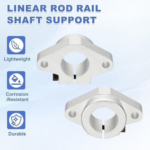 Meccanixity SHF8 Aluminium ROD ROD RAIN SUFT ، 8 مم معرّف خطية الدقة الدعم الدعم لدعم RILE ROD LINEAR LINEAR PACK 2D ، حزمة 2 in Saudi Arabia