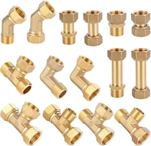 10pcs النحاس سميكة من نوع L-type in-type مفصل 1/2 "3/4" ذكور الخيط الذكور مباشرة من خلال تجهيزات أنابيب أنابيب غاز أنابيب أنابيب المياه (الأحمر) in Saudi Arabia