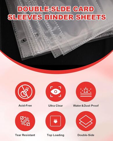 4 رابط بطاقات تداول الجيب ، موثق مجموعة بطاقات مقاومة للماء مع 50 ورقة قابلة للإزالة ل 400 بطاقة تخزين ، كتاب حامل البطاقات لـ TCG ، MTG (أحمر) in Kuwait