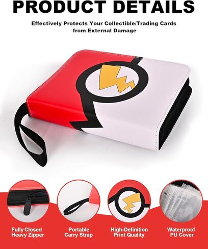 4 رابط بطاقات تداول الجيب ، موثق مجموعة بطاقات مقاومة للماء مع 50 ورقة قابلة للإزالة ل 400 بطاقة تخزين ، كتاب حامل البطاقات لـ TCG ، MTG (أحمر) in Kuwait