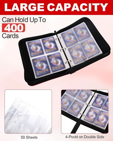4 رابط بطاقات تداول الجيب ، موثق مجموعة بطاقات مقاومة للماء مع 50 ورقة قابلة للإزالة ل 400 بطاقة تخزين ، كتاب حامل البطاقات لـ TCG ، MTG (أحمر) in Kuwait