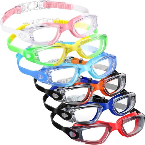 Leitee 6 Pack Kids Swimming Goggles Anti Fog Helproof Swegmles Goggles Bulk with Clip Clip و Ear Plugs for Child Boy Girl in Saudi Arabia