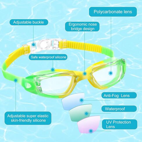 Leitee 6 Pack Kids Swimming Goggles Anti Fog Helproof Swegmles Goggles Bulk with Clip Clip و Ear Plugs for Child Boy Girl in Saudi Arabia