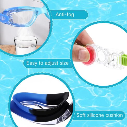 Leitee 6 Pack Kids Swimming Goggles Anti Fog Helproof Swegmles Goggles Bulk with Clip Clip و Ear Plugs for Child Boy Girl in Saudi Arabia