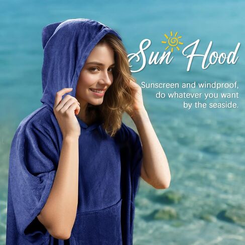 Tirrinia Surf Poncho Changing Towel with Hood, Quick Dry Microfiber Wetsuit Changing Robe for Surfing Beach Swim Pool Water Sports, Oversized in Saudi Arabia