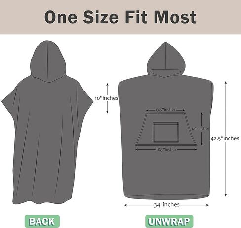 Tirrinia Surf Poncho Changing Towel with Hood, Quick Dry Microfiber Wetsuit Changing Robe for Surfing Beach Swim Pool Water Sports, Oversized in Saudi Arabia