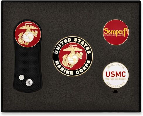 مجموعة هدايا Marine Corps Corps Corps Essentials المرخصة رسميًا ، وأداة Divot ، ومقطع قبعة ، وعلامات الكرة المغناطيسية ، وعلامة كرة غولف كبيرة مع صندوق عرض - هدايا وملحقات in Saudi Arabia