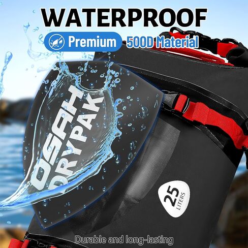 25L Waterproof Dry Bag - Motorcycle Luggage Tail Bag with Straps for Back Seat, Roll Top Lightweight Waterproof Backpack Sack for Travel, Swimming, Boating, Kayaking, Camping and Beach in Kuwait
