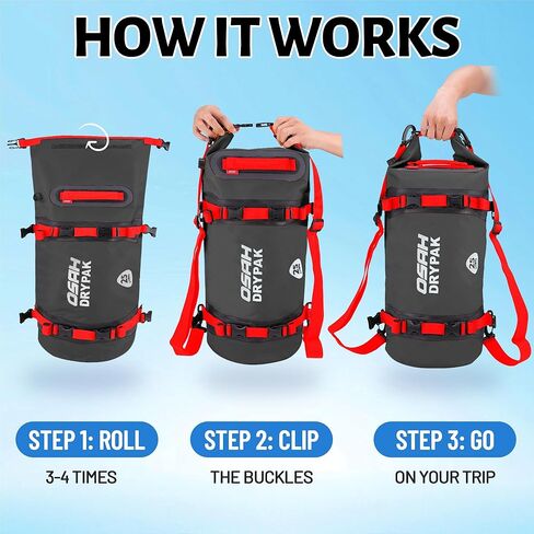 25L Waterproof Dry Bag - Motorcycle Luggage Tail Bag with Straps for Back Seat, Roll Top Lightweight Waterproof Backpack Sack for Travel, Swimming, Boating, Kayaking, Camping and Beach in Kuwait