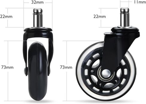2pcs 3 بوصة دوارة العجلات Rubber العجلات استبدال أجهزة أثاث بكرات آمنة ناعمة (11 ملم) in Saudi Arabia