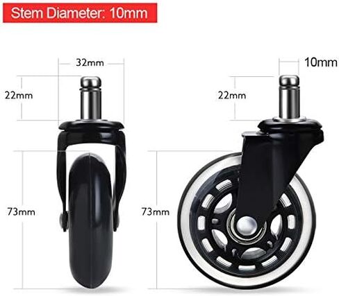 2pcs 3 بوصة دوارة العجلات Rubber العجلات استبدال أجهزة أثاث بكرات آمنة ناعمة (11 ملم) in Saudi Arabia