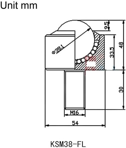 كرة الدوران الكرة مع كرة تسليم شديدة التحمل KSM38-FL M16 الحمل المسمار الدب 250 كجم 1pcs in Saudi Arabia