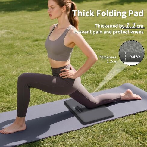وسادة ركبة اليوغا - بسمك 1 بوصة مع وسادة إضافية ، خالية من الألم للركبتين ، المرفقين ، الرسغين والعودة | قابلة للطي ومتعددة الوظائف ، مناسبة لصالة الألعاب الرياضية المنزلية ، بيلاتيس ، لوح ، حصيرة للياقة التدريب في البطن in Kuwait