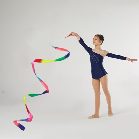6 Pack Rainbow Ribbon Dance Sticks for Kids - 78.7 Inch Rhythmic Gymnastics Ribbons with Non-Slip Handles in Saudi Arabia