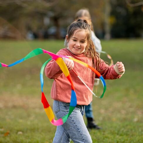 6 Pack Rainbow Ribbon Dance Sticks for Kids - 78.7 Inch Rhythmic Gymnastics Ribbons with Non-Slip Handles in Saudi Arabia