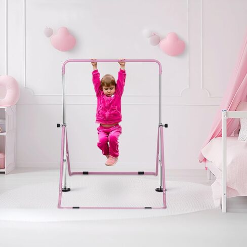 Zeny Gymnastic Bar للأطفال ، والارتفاع القابل للتعديل الجمباز الأفقي بار الجمباز Kip Bar ، طي الجيم التدريبي بار القرد ، معدات الجمباز للأطفال للمنزل in Kuwait