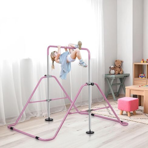 Zeny Gymnastic Bar للأطفال ، والارتفاع القابل للتعديل الجمباز الأفقي بار الجمباز Kip Bar ، طي الجيم التدريبي بار القرد ، معدات الجمباز للأطفال للمنزل in Kuwait