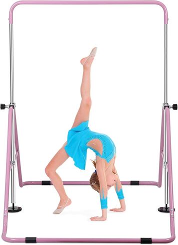 Zeny Gymnastic Bar للأطفال ، والارتفاع القابل للتعديل الجمباز الأفقي بار الجمباز Kip Bar ، طي الجيم التدريبي بار القرد ، معدات الجمباز للأطفال للمنزل in Kuwait