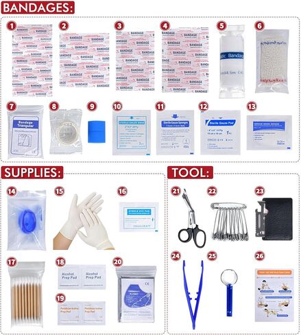 242Pcs Compact First Aid Kit, Waterproof Hard Shell Eva Medical Kits, All-Purpose Portable Trauma First Aid Kit for Boat, Home, Car, Travel, Camping, Hiking and Outdoor Emergencies(Red) in Saudi Arabia