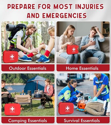 242Pcs Compact First Aid Kit, Waterproof Hard Shell Eva Medical Kits, All-Purpose Portable Trauma First Aid Kit for Boat, Home, Car, Travel, Camping, Hiking and Outdoor Emergencies(Red) in Saudi Arabia
