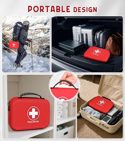 242Pcs Compact First Aid Kit, Waterproof Hard Shell Eva Medical Kits, All-Purpose Portable Trauma First Aid Kit for Boat, Home, Car, Travel, Camping, Hiking and Outdoor Emergencies(Red) in Saudi Arabia