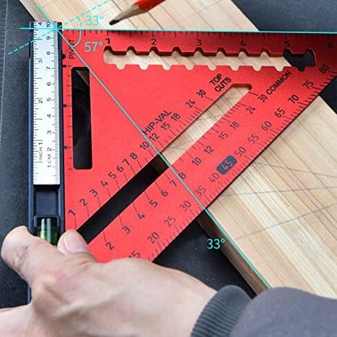 Rafter with Level 7 Inch Woodworking Triangle Ruler Carpenter Tool, Aluminum Alloy (Silver Color) in Saudi Arabia