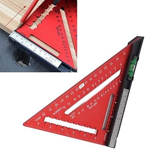 Rafter with Level 7 Inch Woodworking Triangle Ruler Carpenter Tool, Aluminum Alloy (Silver Color) in Saudi Arabia