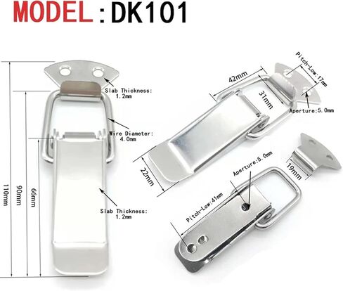 4pcs DK101/102 ثلاثة أنواع من المواد التي تم تحميل صندوق صندوق الصدر المحمّل بحرف الربيع قفل مزلاج تبديل (4pcs-101-304 الصلب) in Kuwait