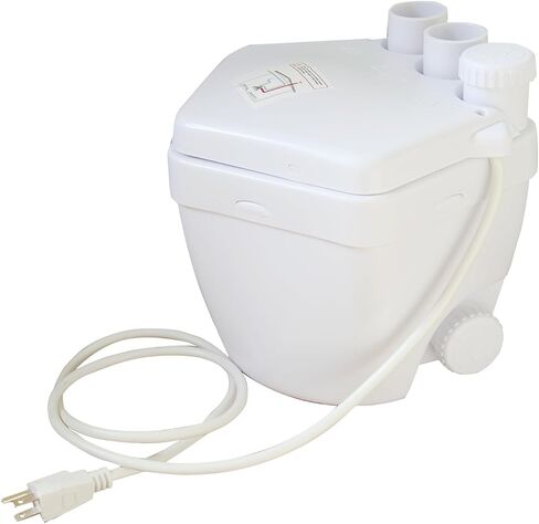 Winzo 250W صرف المجاري المضخة مضخة الغسيل مضخة الغسيل تحت الغرور للطابق السفلي ، 4 مداخل الغسيل ، دش ، الحمام منخفضة ضغط المياه توفير مساحة ، أبيض in Kuwait