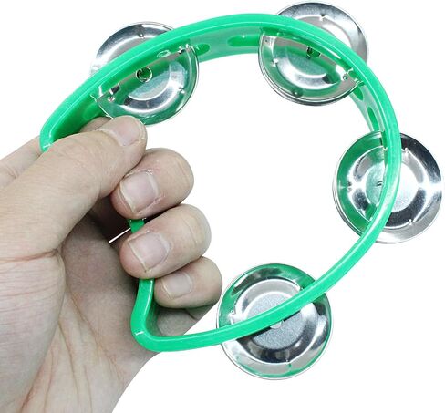 2 Pcs Plastic Percussion Tambourines, Handheld Tambourines with 4 Jingle Bells Kids Musical Instruments Mini Hand Bell Percussion for Kids, Adults, School and Party (Pink) in Saudi Arabia
