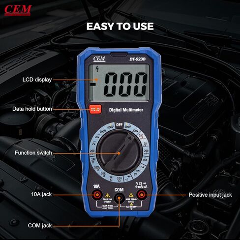 CEM DT-923B 2000 COUNTS Multimeter Digital Multive ، فحص الصمام الثنائي ، اختبار الاستمرارية in Kuwait