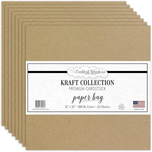 ورق كيس ورق مقوى معاد تدويره - 30.48 سم × 30.48 سم - وزن 100 كجم. الغطاء - 25 ورقة من Cardstock Warehouse in Kuwait