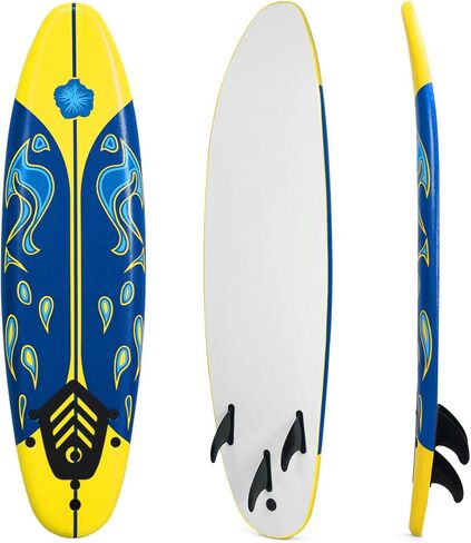 Gymax Surfboard ، لوحة مجداف ذات 6 أقدام مع زعانف ومقود سلامة قابلة للإزالة ، لوحة مجداف خفيفة الوزن غير قابلة للانزلاق للمراهقين ، البالغين ، المبتدئين in Saudi Arabia