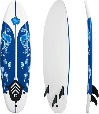 GYMAX Surfboard, 6FT Stand Up Paddle Board with Removable Fins & Safety Leash, Lightweight Non-Slip Paddle Board for Teenagers, Adult, Beginners in Kuwait