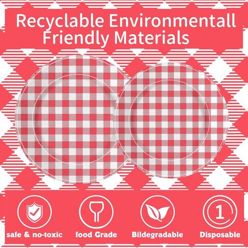 140Pcs Gingham Party Supplies for 20 Guests Thick Paper Plates and Napkins Knives Spoons Forks Cups Disposable Party Set Cutlery for Dinner Baby Shower Wedding Favor (Green) in Saudi Arabia