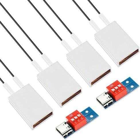 4 PCS PTC عنصر تسخين لوحة التدفئة الكهربائية الأساسية درجة الحرارة الثابتة لوحة التدفئة AC/DC 12V/100 ℃/1-5W قذيفة الألومنيوم مع PD/QC وحدة شرك الجهد القابل للتعديل in Kuwait