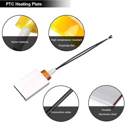4 PCS PTC عنصر تسخين لوحة التدفئة الكهربائية الأساسية درجة الحرارة الثابتة لوحة التدفئة AC/DC 12V/100 ℃/1-5W قذيفة الألومنيوم مع PD/QC وحدة شرك الجهد القابل للتعديل in Kuwait